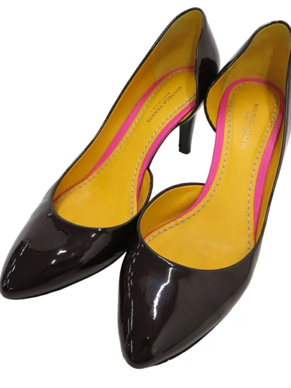Bottega Veneta Women's Patent Leather Pointed-Toe Pumps in Dark Brown. Sz 36